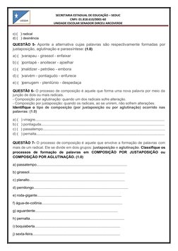Atividades sobre Justaposição e Aglutinação | PDF | Famílias ...