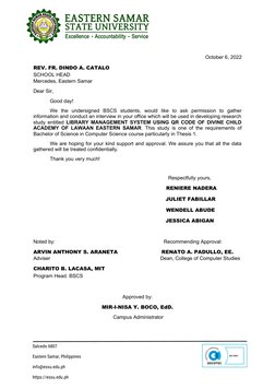 `
October 6, 2022
REV. FR. DINDO A. CATALO                                                                              
SCHO