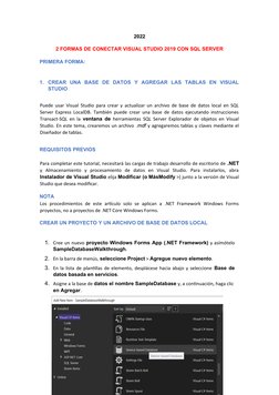 Conexión de Visual Studio 2019 a SQL Server | PDF | Servidor SQL de ...