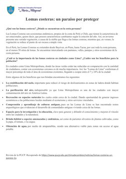 Lomas costeras: un paraíso por proteger
¿Qué son las lomas costeras? ¿Dónde se encuentran en la costa peruana?
Las Lomas Cost