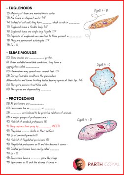 79) Ex - (1)
72) Majority of them are marine/fresh water.
73) Are found in stagnant water T/F.
74) Instead of cell wall, they