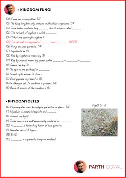 115) Basis of division of the kingdom is (3)
100) Fungi are cosmopolitan. T/F
101) The fungi kingdom only contains multicellu