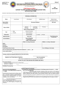 Tdp Form Sample UniFAST Tulong Dunong Application 2024 | PDF