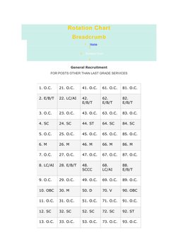 Rotation Chart
Breadcrumb
1.
Home
 
  (https://www.keralapsc.gov.in/) -
2.
3.
Rotation Chart
4.
General Recruitment
FOR POSTS