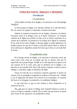 Angelología y demonología 
 
David Guirado Gutiérrez (2º de Teología) 
D. José Antonio Belinchón Lacasa 
2 
 
TERCERA PARTE: