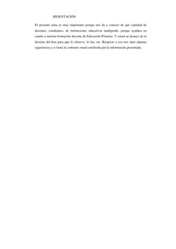 RESENTACIÓN 
El presente tema es muy importante porque nos da a conocer de qué cantidad de 
docentes, estudiantes, de institu