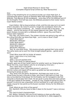 High School Musical 3 Script | PDF