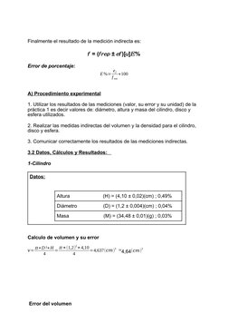 Finalmente el resultado de la medición indirecta es:
 = (
 ± 
)[ ]
% 
𝒇
𝒇𝒓𝒆𝒑
𝒆𝒇𝒖𝑬
Error de porcentaje:
E%= ef
f rep
