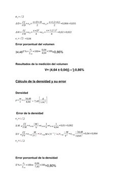 𝑒𝑣=√❑
Δ D= ∂f
∂D∗eD= π∗D∗H
2
∗e D=π∗1,2∗4,1
2
∗0,004=0,031
Δ H= ∂f
∂H ∗eH=π∗D
2
4
∗eH=π∗(1,2)❑
2
4
∗0,02=0,022
ev=√❑  ≈0,04