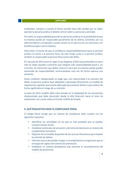 6 
 
 
 
 
COMPLIANCE 
empleados, siempre y cuando el hecho punible haya sido posible por no haber 
ejercido la persona jur