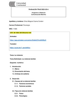 Apellidos y nombres: Erika Milagros Ccama Condori 
Carrera Profesional: Psicología 
NRC: 11665 
Link  de vide