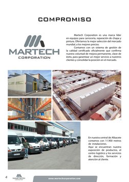 4
www.martechcorporation.com
	
Martech Corporation es una marca líder 
en equipos para carrocería, reparación de chapa y 
pin