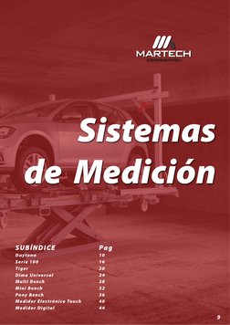 SUBÍNDICE
Pag
Tiger
20
Dima Universal
24
Multi Bench
28
Mini Bench
32
Pony Bench
36
Daytona
10
Serie 100
16
Medidor Electróni