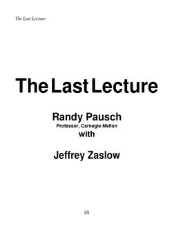 The Last Lecture by Randy Pausch | PDF