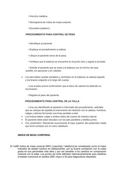     • Huincha metálica.
    • Nomograma de índice de masa corporal.
    • Escuadra (optativo).
PROCEDIMIENTO PARA CONTROL DE
