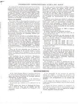 INFORMACIÓN COMPLEMENTARIA ACERCA D E L BAJtSIT 
E s c o m ú n en los manuales de tests ofrecer las referen-
cias necesarias