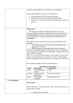 Denotation and Connotation for Grade 4 | PDF | Learning | Word