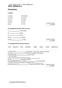 Full Blast PLUS 1 - Test 8 | PDF | Linguistics | Grammar