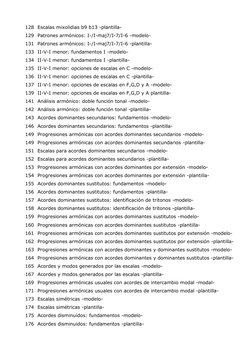 128 Escalas mixolidias b9 b13 -plantilla- 
129 Patrones armónicos: I-/I-maj7/I-7/I-6 -modelo- 
131 Patrones armónicos: I-/I-m