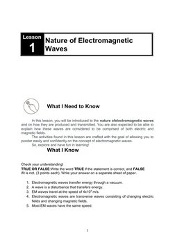 Electromagnetic Waves: Grade 10 Module 1 | PDF | Electromagnetic ...