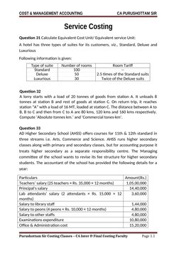 COST & MANAGEMENT ACCOUNTING                                    CA PURUSHOTTAM SIR
Service Costing
Question 31 Calculate Equi