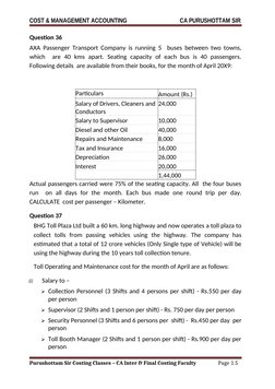 COST & MANAGEMENT ACCOUNTING                                    CA PURUSHOTTAM SIR
Question 36
AXA Passenger Transport Compan