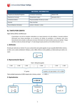 MATERIAL INFORMATIVO
Programa de Estudios/Programa
Formación Humanística
Sesión N°08
Experiencia Curricular:
Pensamiento Lógi