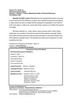 Science 10 q4 Module 7 | PDF | Reaction Rate | Activation Energy