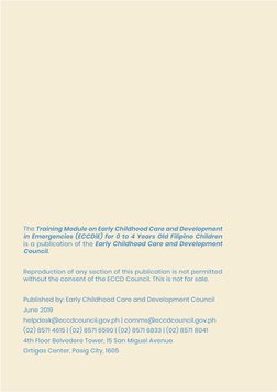 Training Module on Early Childhood Care and Development in Emergencies (ECCDiE) 
The Training Module on Early Childhood Care