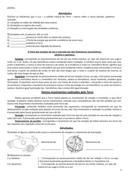 Atividades sobre as Fases da Lua - 5º Ano | PDF | Lua | Terra