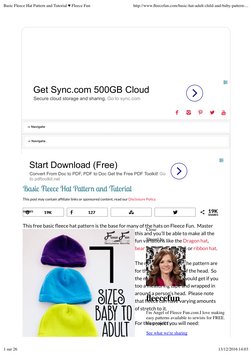 !
"
#
$
%
1199KK
112277
o 1199KK
Basic Fleece Hat Pattern and Tutorial
This post may contain afﬁliate links or sponsored cont