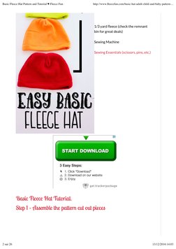  
1/3 yard ﬂeece (check the remnant
bin for great deals)
Sewing Machine
Sewing Essentials (scissors, pins, etc.)
Basic Fleece