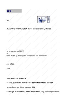 Efectos
e la calidad.
personas
r, así como formación en AMFE
de formarlo en AMFE, y de dirigirlo, coordinado sus actividades