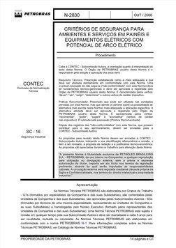  
 
N-2830
OUT / 2006
 
PROPRIEDADE DA PETROBRAS 
14 páginas e GT 
CRITÉRIOS DE SEGURANÇA PARA
 AMBIENTES E SERVIÇOS EM PAINÉ