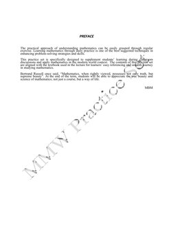 PREFACE
The practical approach of understanding mathematics can be easily grasped through regular
exercise. Learning mathemat