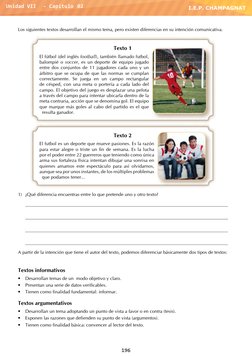 Los siguientes textos desarrollan el mismo tema, pero existen diferencias en su intención comunicativa.
Texto 1
El fútbol (de