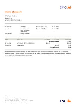 Interim Statement for Orange Everyday Account | PDF