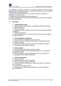 I. S. F. T. Nº 182 
Inglés Técnico II – Lectura Comprensiva - 
- 4 - 
Mg. Silvia Karina Roselot 
 
 
 
3) Comprender, interpr
