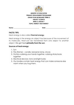 Grade 4 Energy Science Worksheets | PDF | Heat | Insulator (Electricity)