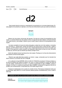 Instrucciones para Test D2 de Atención | PDF