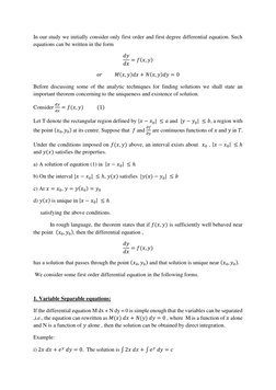 In our study we initially consider only first order and first degree differential equation. Such 
equations can be written in