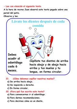 - Lee con atención el siguiente texto.
A la hora de recreo Juan observó este texto pegado sobre una 
pared del patio. 
Observ