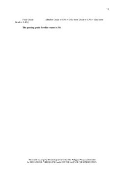 vii 
 
 
This module is a property of Technological University of the Philippines Visayas and intended 
for EDUCATIONAL PURPO