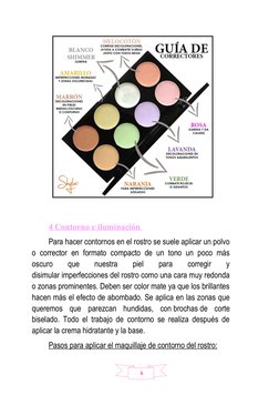 6
4 Contorno e iluminación 
Para hacer contornos en el rostro se suele aplicar un polvo
o corrector en formato compacto de un