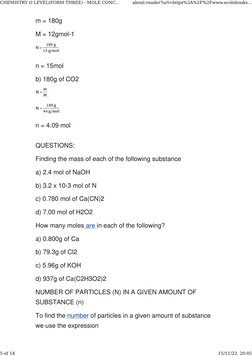 Mole Concept for Form 3 Chemistry | PDF | Mole (Unit) | Concentration