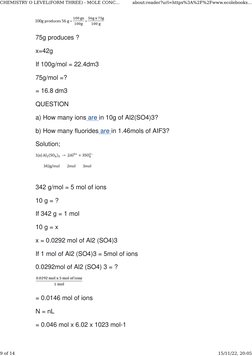 Mole Concept for Form 3 Chemistry | PDF | Mole (Unit) | Concentration