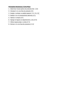 Decisiones Efectivas a Corto Plazo | PDF | Toma de decisiones | Costo