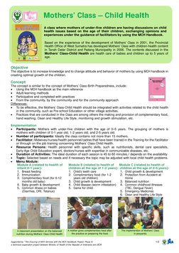 Mother Class Program Mothers' Class for Child Health Education | PDF | Preschool | Breastfeeding
