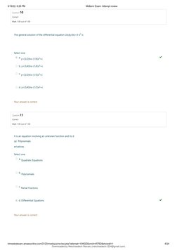 Midterm Exam on Differential Equations | PDF | Equations | Mathematical ...