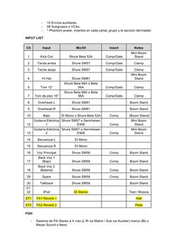 - 
10 Envíos auxiliares. 
- 
08 Subgrupos o VCAs. 
- 
* Phantom power, insertos en cada canal, grupo y la sección del maste